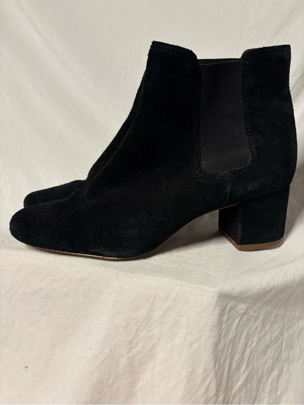 Madewell Black Suede Chelsea Ankle Boots with Block Heel